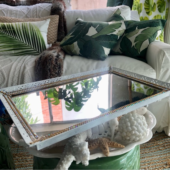 Vintage Shabby Chic Mirrored Vanity Tray - Picture 3 of 9